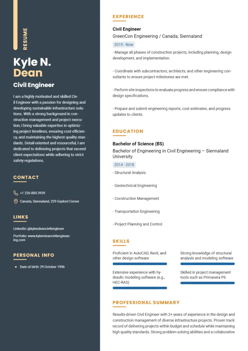 Civil Engineer Resume Examples Check The Guide